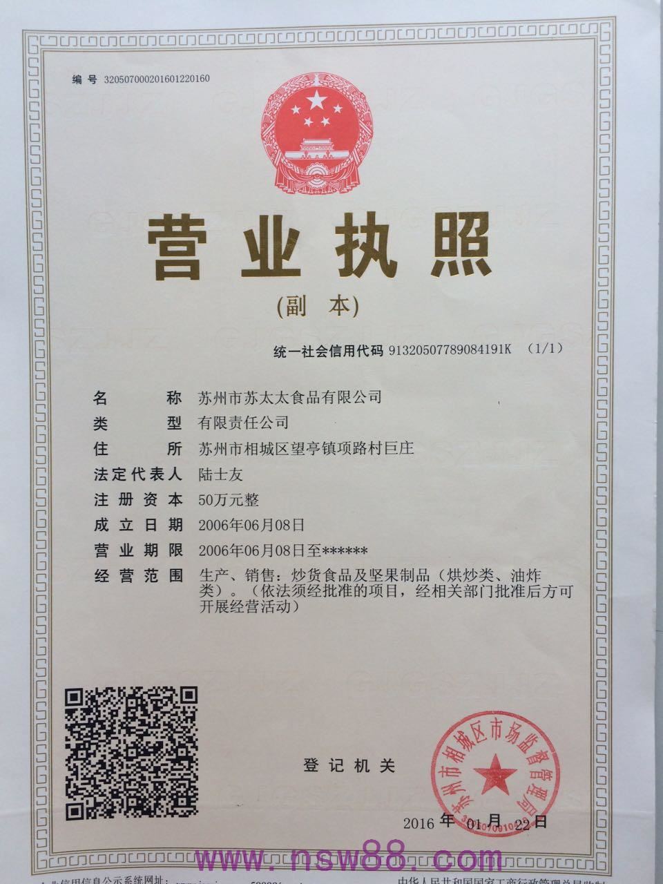 苏州太阳集团tcy8722有限公司营业执照